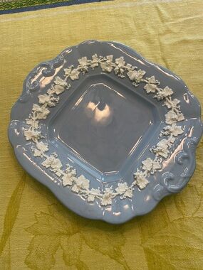 Wedgwood Light Blue Platter with White Grape Vine Relief